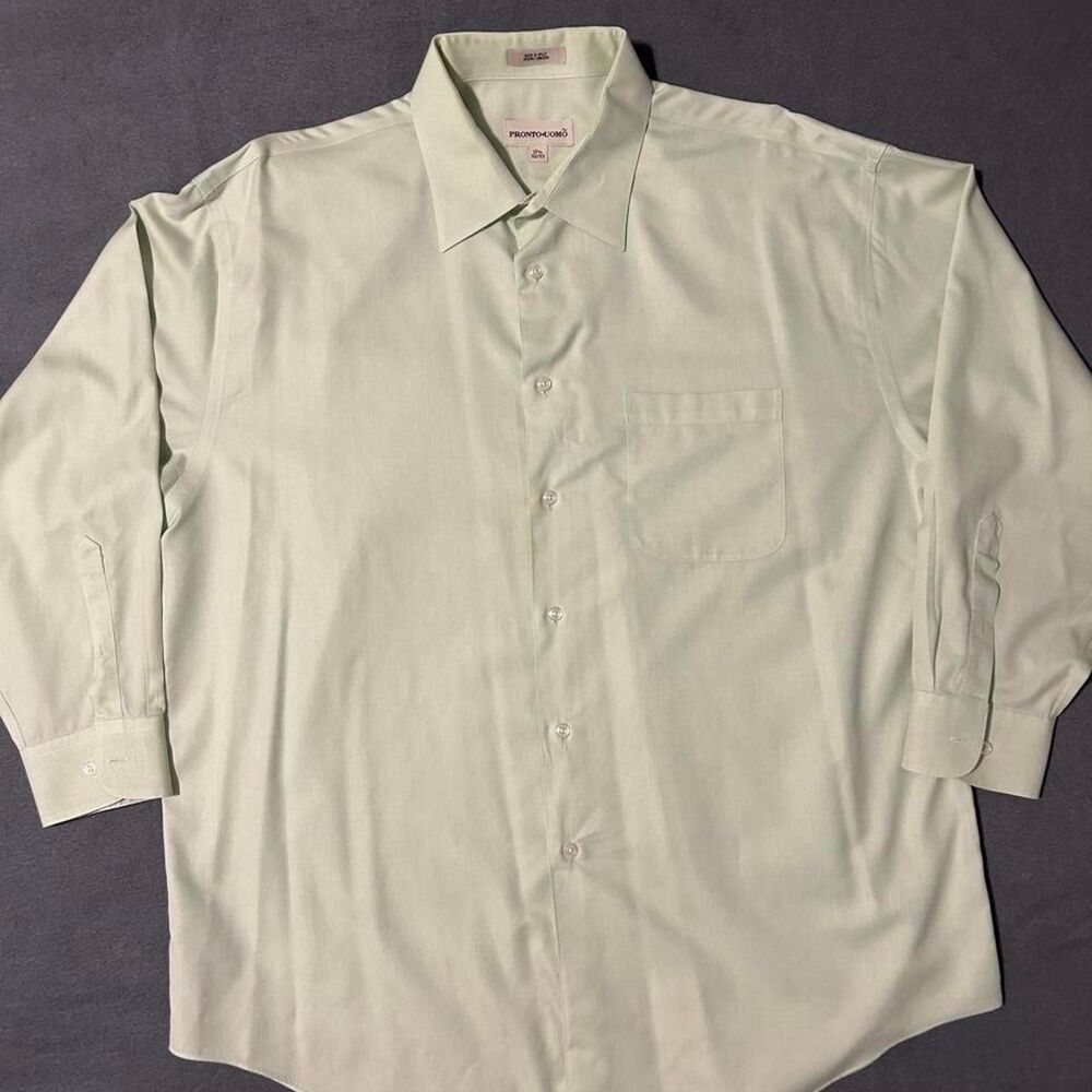 Pronto-uomo Men's Green and Cream Polo-shirts